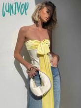 Lunivop Bandage Bow Slim Shirt For Women Sexy Off Shoulder Sleeveless Vest Womens 2024 Street
